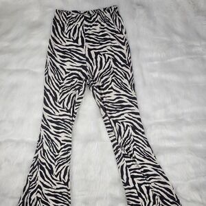 Nasty Gal Collection Zebra Print Flared Leg Pants Women US 8‎ UK 12